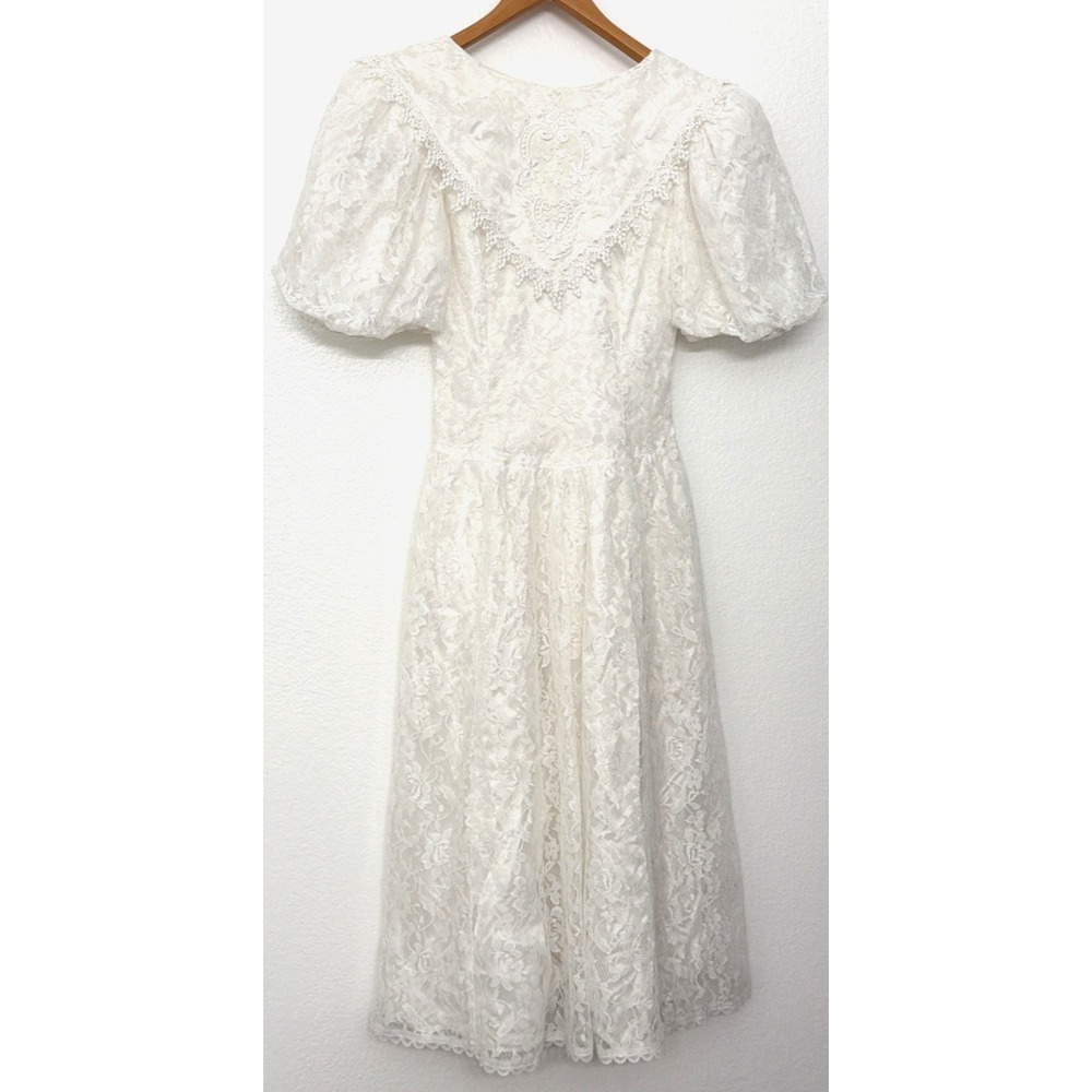 Gunne Sax by Jessica McClintock Dress Womens Size 5 Ivory White Lace Beautiful